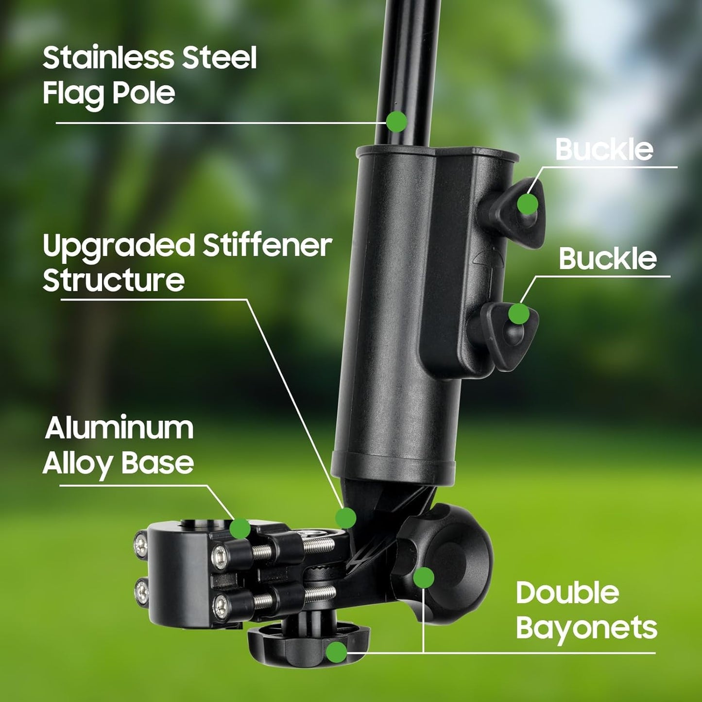 10L0L Golf Cart Flag Holder, Flag Pole Kit for Yamaha Club Car DS/Precedent and EZGO TXT/RXV Golf Cart, Embroidered USA Flag (12"×18") Included