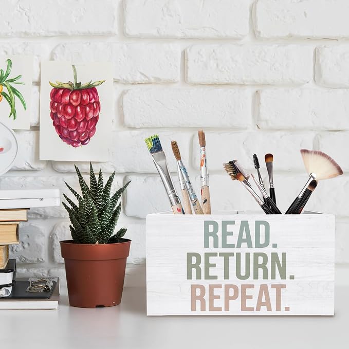 Boho Book Pen Holder for Desk, Book Lover Reader Librarian Gifts Pencil - Image 4