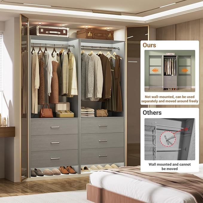 Aheaplus Closet System Closet Organizer, Wood Closet Organizer System, Walk-in - Image 4