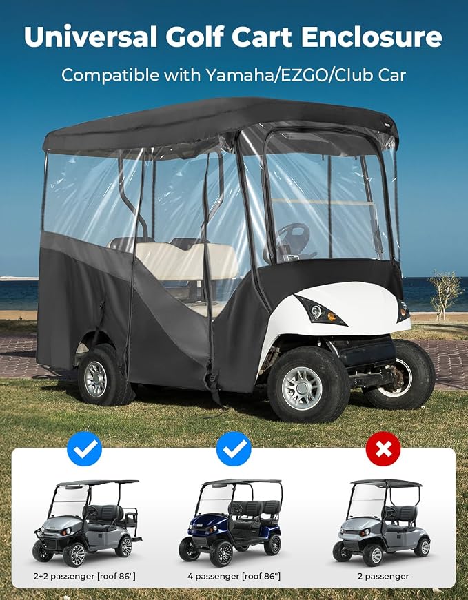 KEMIMOTO Golf Cart Enclosure, 4&6 Passenger Golf Cart Rain Cover, 600D - Image 6