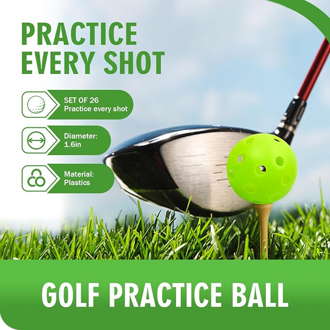 26 Pack Practice Golf Balls, 41mm Hollow Airflow Plastic Golf Balls - Image 3