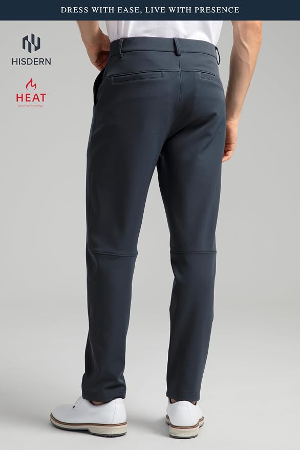 HISDERN Heat 701 Men's Thermal Golf Pants Stretch Fleece 30"/32" No Iron Comfy - Image 4