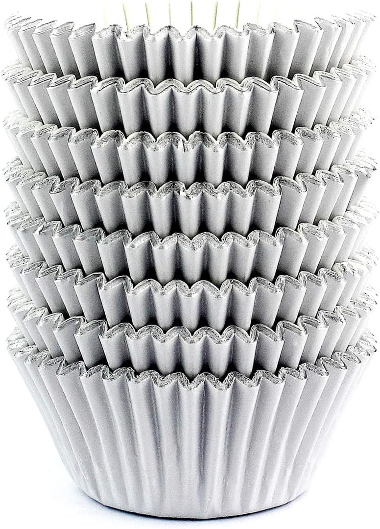 Eoonfirst Light Gray Foil Cupcake Case Liners Baking Muffin Paper Cups 200 Pcs