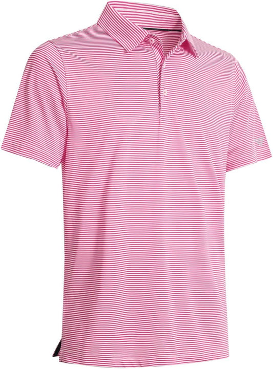 Golf Shirts for Men Dry Fit Short Sleeve Print Performance Moisture Wicking Polo Shirt