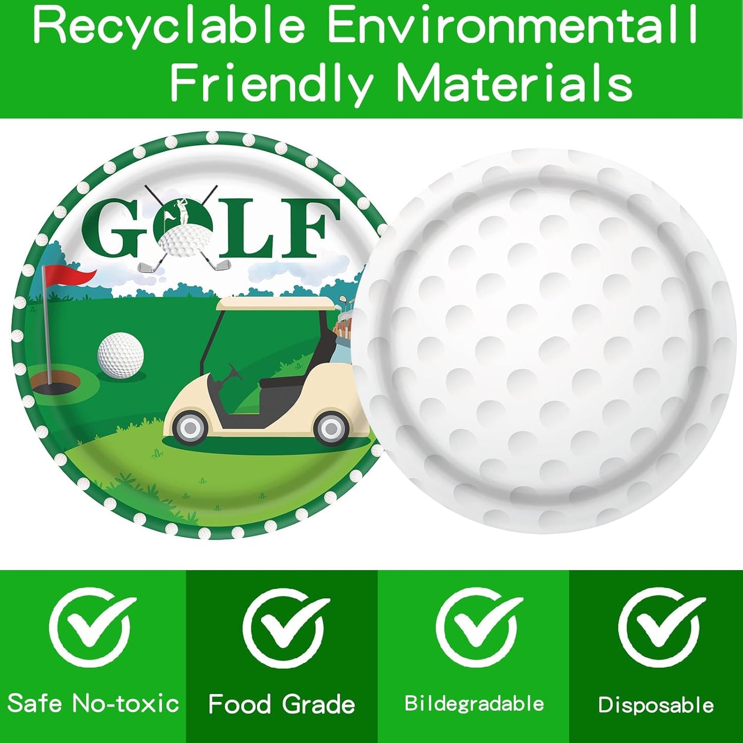 163pcs Golf Party Decorations, Golf Birthday Decorations Include Golf Plates and Napkins Set, Banner Hanging Swirls Tablecloth , for Golf Birthday Party Decorations, Serves 24