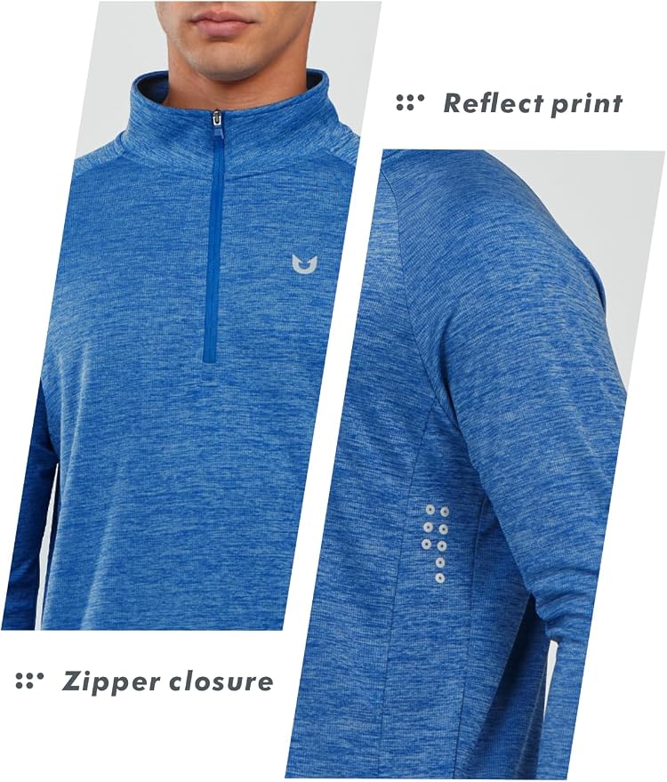NORTHYARD Quarter Zip Pullover Men Running Shirt Long Sleeve Moisture Wicking - Image 5