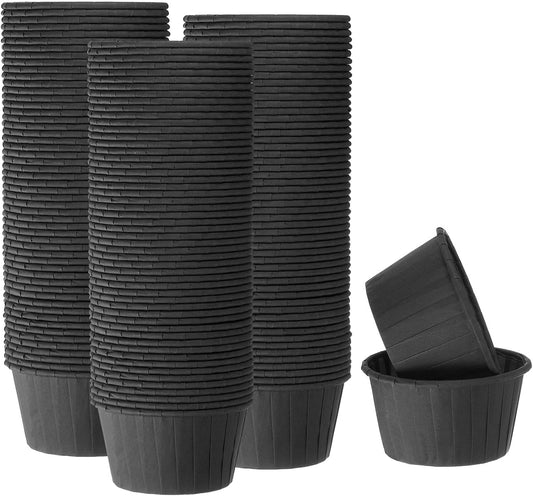 HARFINGTON 150Pcs Cupcake Baking Cups 3.5oz Standard Size Paper Cupcake Liners Greaseproof Wrappers Disposable for Wedding Birthdays Christmas Dessert, Black