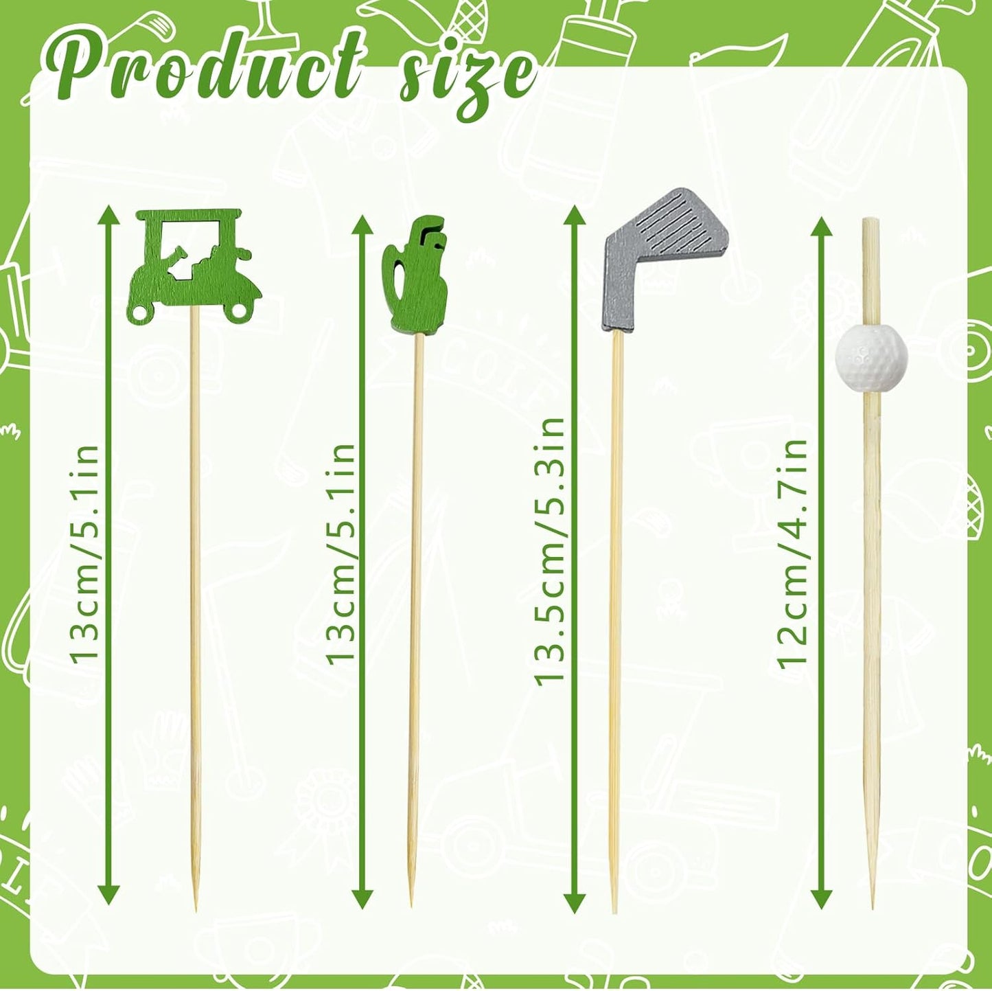 200Pcs Golf Cocktail Picks,4.7 Inch Golf Theme Decorative End Cocktail Skewers Sandwich Fruit Toothpicks for Appetizers Golf Catered Events Buffet Party Holiday Supplies,Style 1