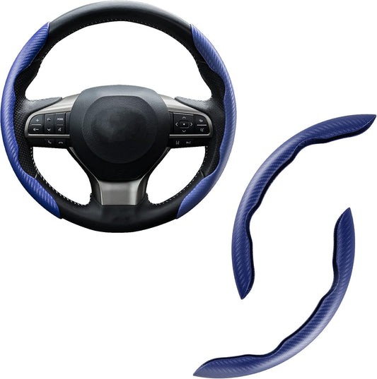 Amiss Car Carbon Fiber Anti-Skid Steering Wheel Cover, Segmented Protector, Butterfly Universal 99% Cover Interior Accessories (Blue)