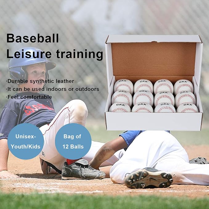 GKK Baseball 12 Pack Balls Training Baseballs 9 inch TeeBall Safety Baseballs - Image 5