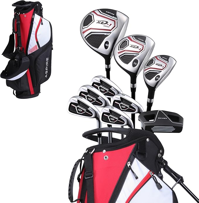Aspire XD1 Men’s 14-Piece Golf Set – 460cc Titanium Driver, 6-PW Irons by ASPIRE