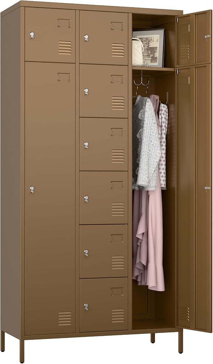 METAN Metal Locker for School Office Gym Bedroom, 10 Doors Steel Storage Locker by METAN