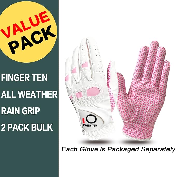 FINGER TEN Non Slip Golf Gloves Women 2 Pack - Image 2