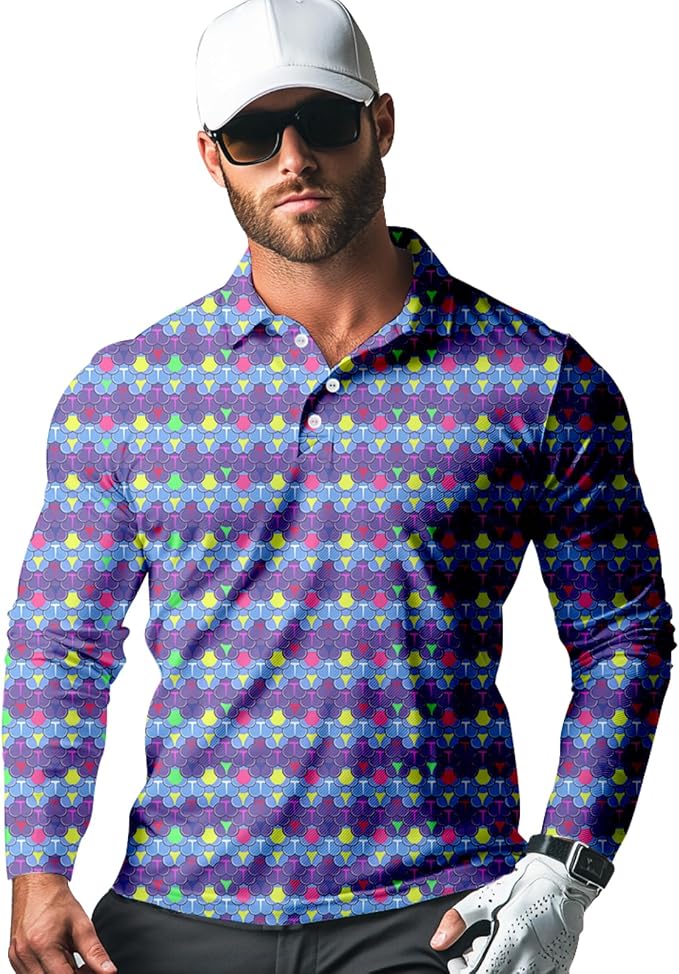 Men's Long Sleeve Golf Shirt Quick Dry 3 Button Work Fishing Outdoor Casual - Image 3