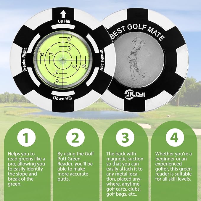 Golf Putt Green Reader, Magnetic Alloy Round Bubble Level, High Precision Reader - Image 2