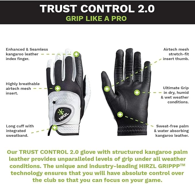 HIRZL Trust Control 2.0 Golf Gloves, All Weather Mens Golf Glove, Kangaroo - Image 4