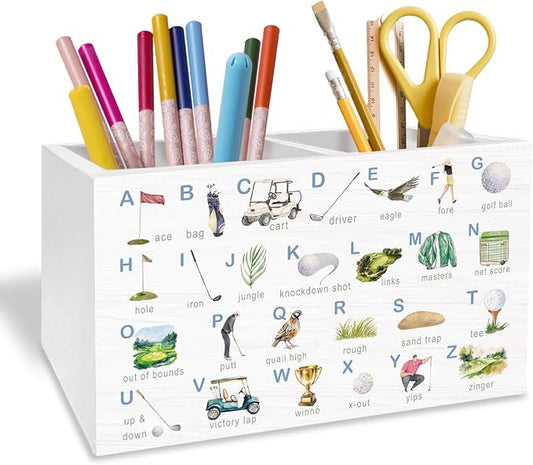 Golf Nursery Decor, Educational Golfing ABC Alphabet Pen Pencil Holder by Unknown
