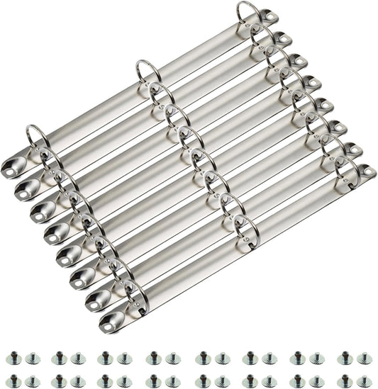 8 Pack Letter Size Ring Binder Mechanism, Metal 3 Ring Binders Ring Replacement Kit, Loose Leaf Binding Spines Combs for Organizers DIY Planners(Silver)