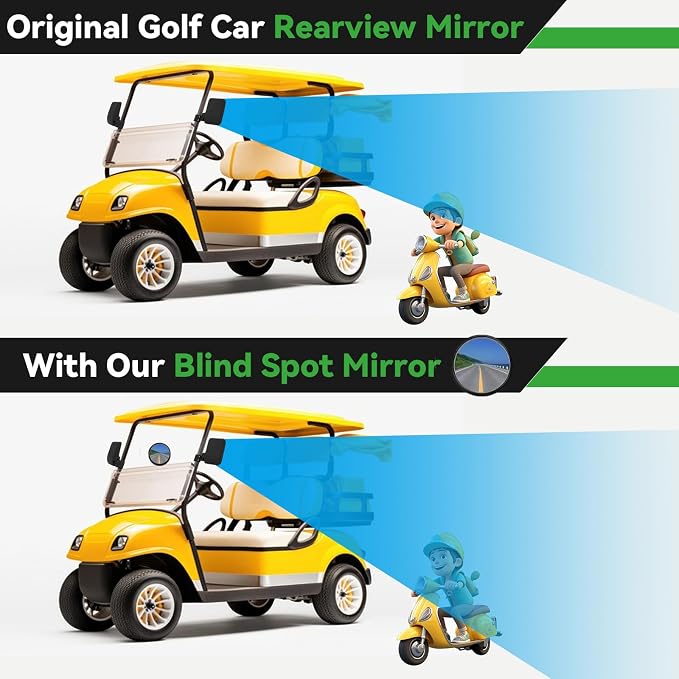Golf Cart Side Mirrors for EZGO Club Car Yamaha, No Drilling HD-Shatterproof - Image 5