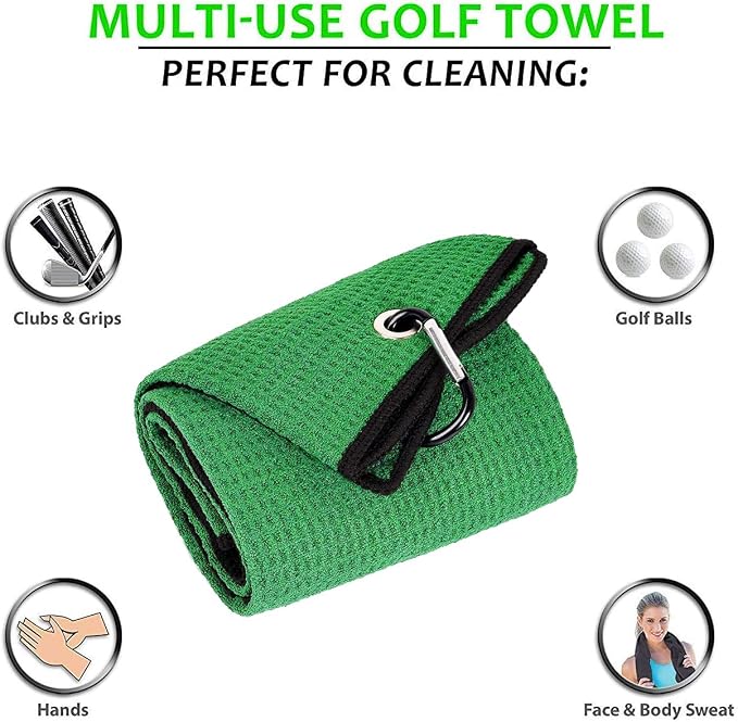 Golf Towels, Microfiber Waffle Pattern Tri-fold Golf Towel - Image 2