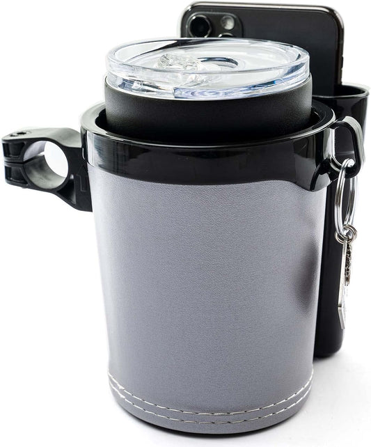 Bike Cup Holder Handlebar Cruiser with Cell Phone Holder Key Holder for Bicycle Motorcycle Scooter Boat Silver