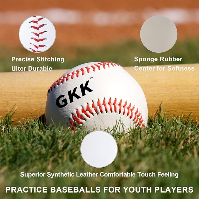 GKK Baseball 12 Pack Balls Training Baseballs 9 inch TeeBall Safety Baseballs - Image 2