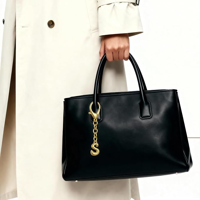 Bubble Gold Letter Bag Charms for Women, Cute Initial Keychain for Handbags - Image 3