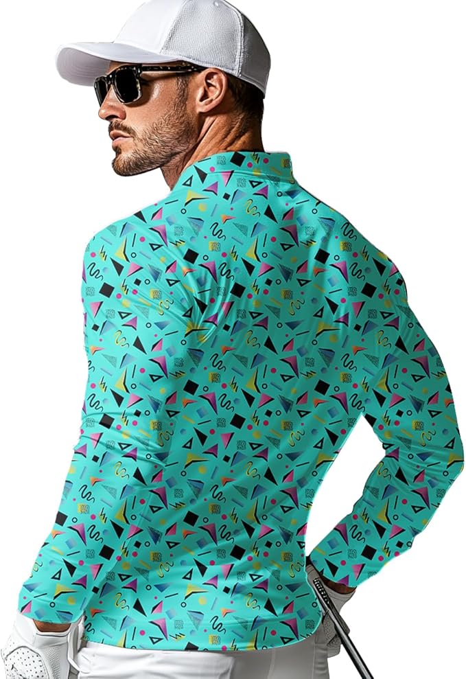 Men's Long Sleeve Golf Shirt Quick Dry 3 Button Work Fishing Outdoor Casual - Image 2