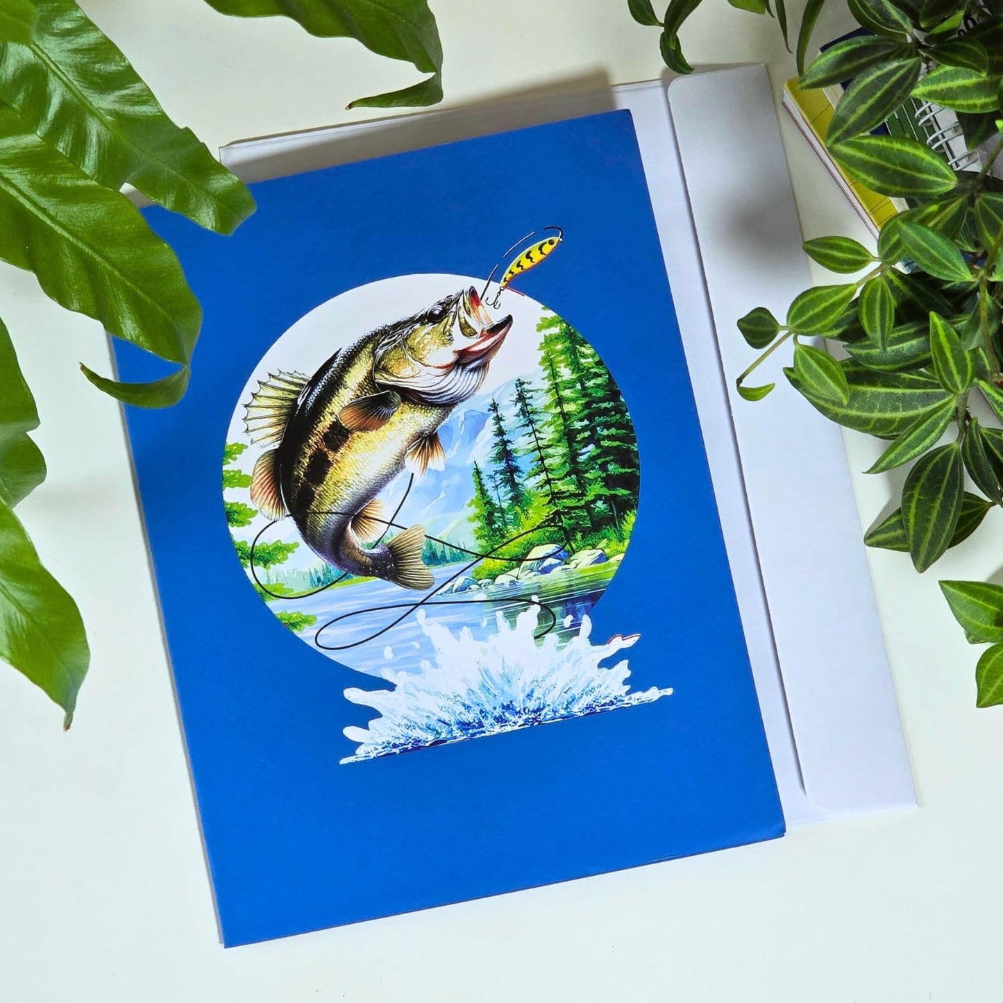 HEARTAGS- Pop Up Birthday Card for Men, Fishing Birthday Card For Dad, Husband, Brother, Son, Grandpa, 3D Fishing Popup Greeting Cards, Size 6x8 inches Includes Message Note and Envelop