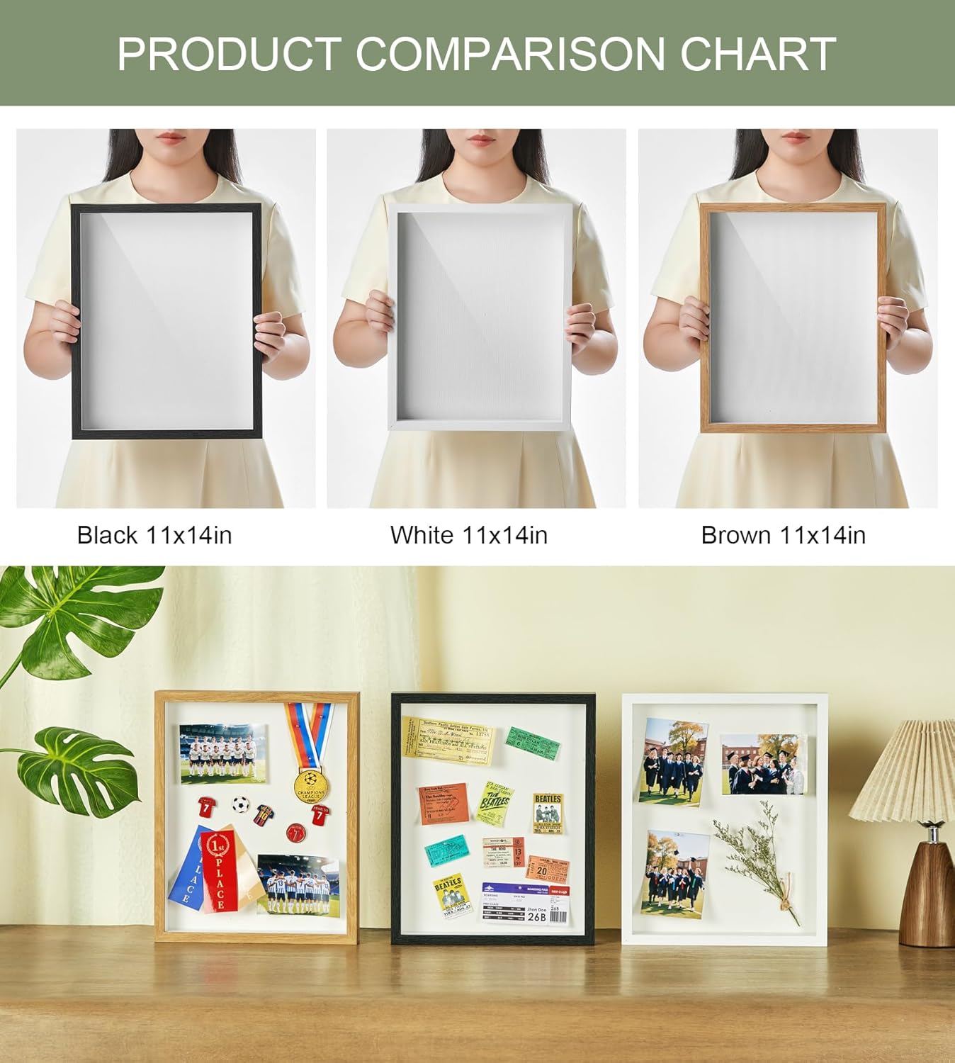 11x14 Shadow Box Display Case Picture Frame with Soft Linen Back, Large Deep Black Shadow Box 11x14 for Flowers Medal Display Case Jersey pet Graduation Memorabilia Baby Ltems Crafts Photos