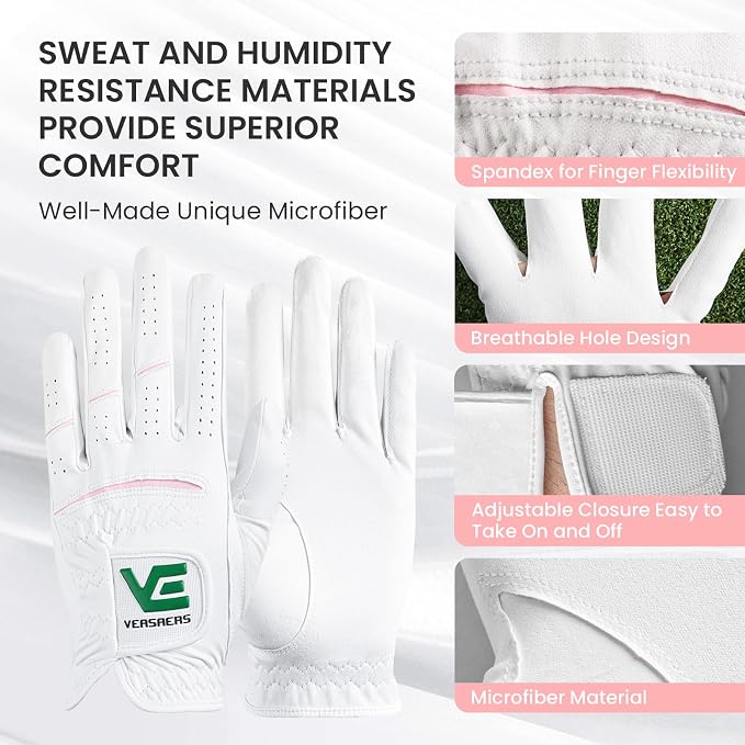 Womens Ladies Golf Rain Gloves Value 3 Pack Left Right Hand, Enhanced Wet Hot - Image 3