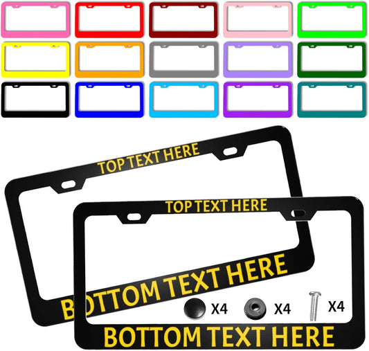 2 Pack Custom Personalized License Plate Frame Customized Car Tag Frames for Women Men with Screw Caps,12"x6",2 Holes