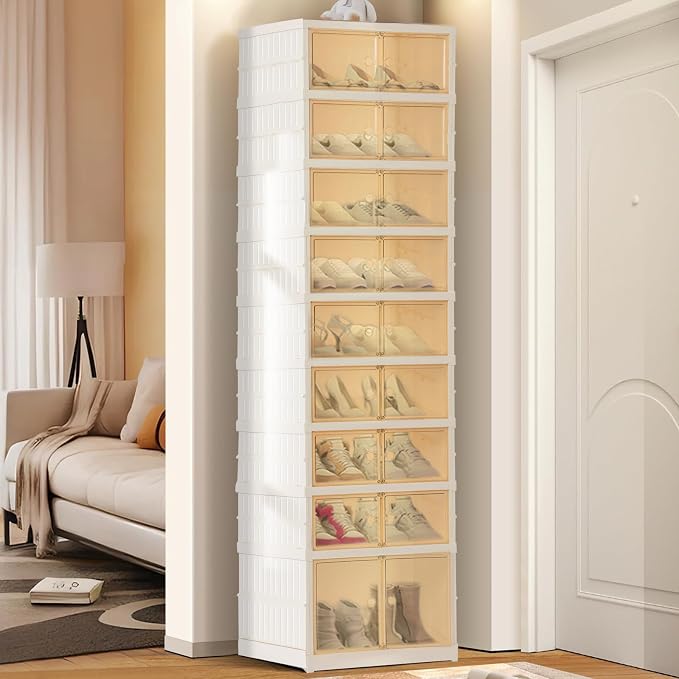 Portable Extra Large Folding Shoe Rack Set of 2, Shoe Organizer Storage Box - Image 9