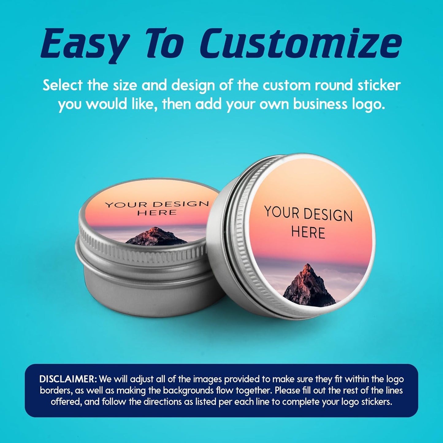 100 Custom Vinyl Stickers - Upload Your own Image, Text, Design, Logo - Personalized Logo Labels for Handmade, Packaging, Bottle, Jars, Candle, Brand Stickers (Mountain, 3x3)