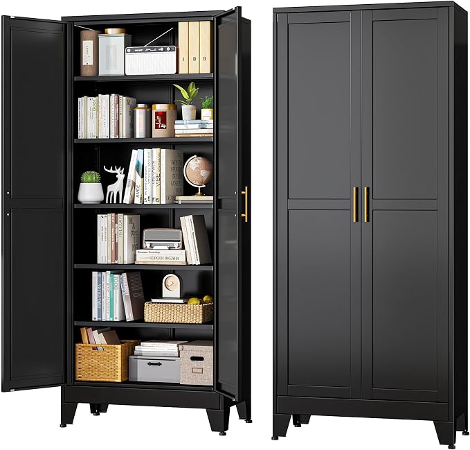 Black Metal Storage Cabinet, Kitchen Pantry Storage Cabinet by RISTERN