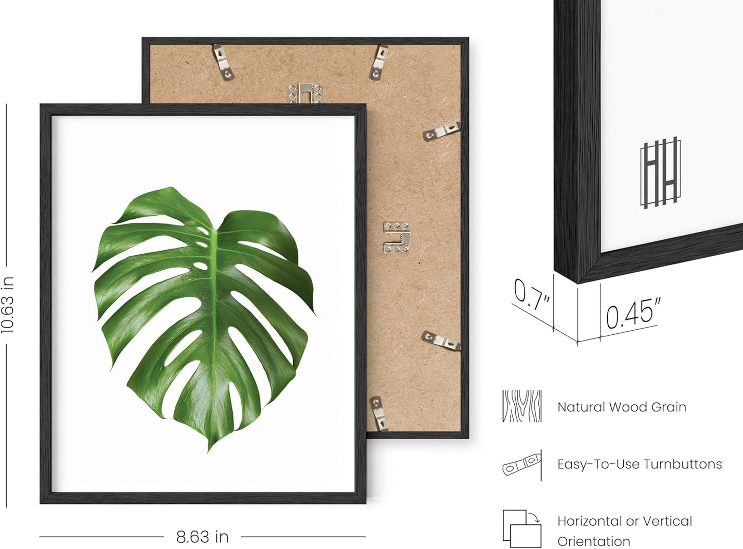 HAUS AND HUES Plant Wall Art - Set of 4 Plant Pictures and Green Wall Art Collection, Botanical Prints, Sage Green Leaves Paintings For Wall, Minimalist Poster (Black Frame, 8x10)