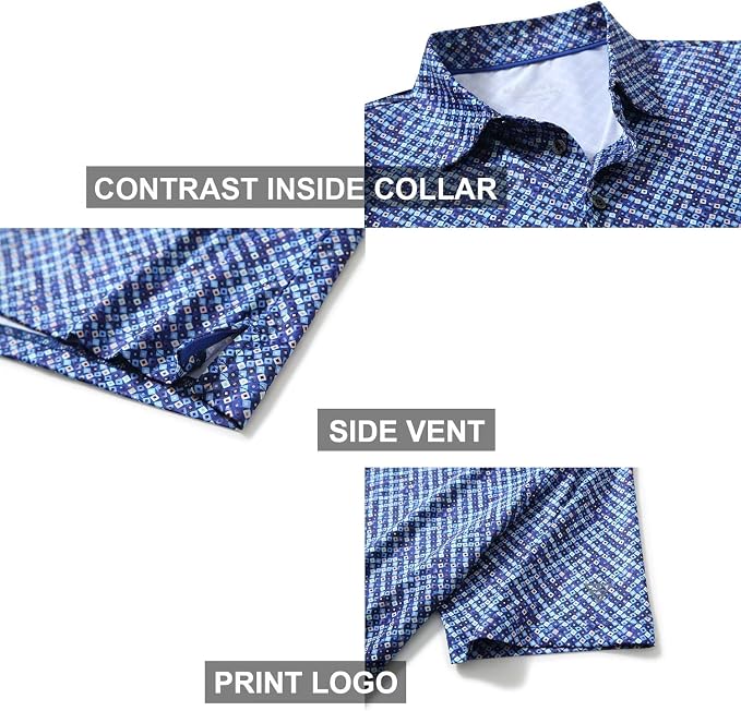 Golf Shirts for Men Dry Fit Short Sleeve Print Performance Moisture Wicking - Image 4