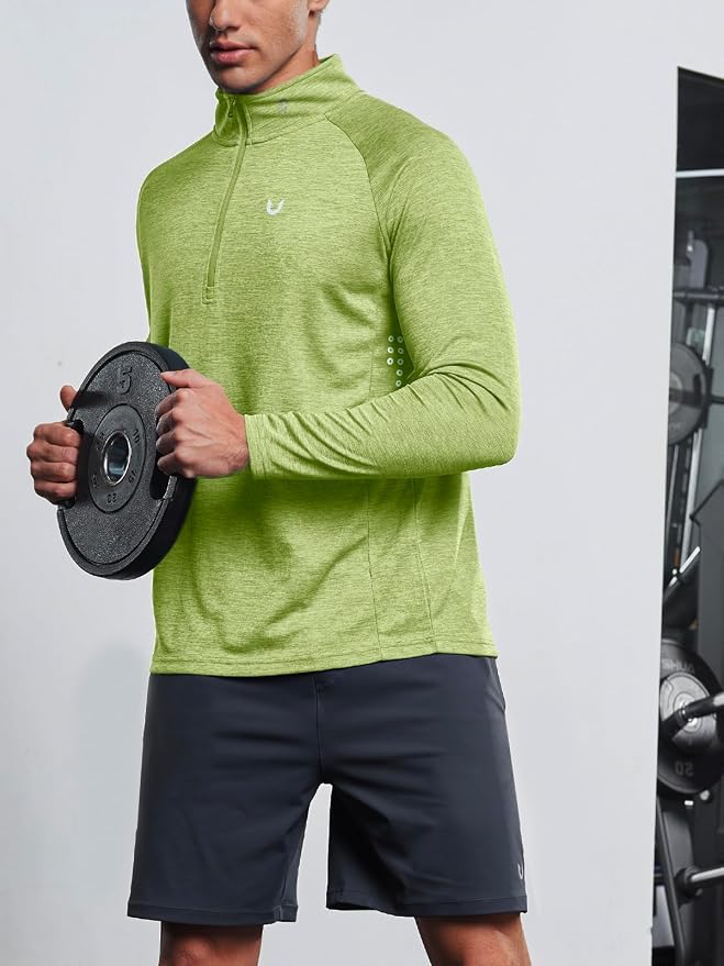 NORTHYARD Quarter Zip Pullover Men Running Shirt Long Sleeve Moisture Wicking - Image 4