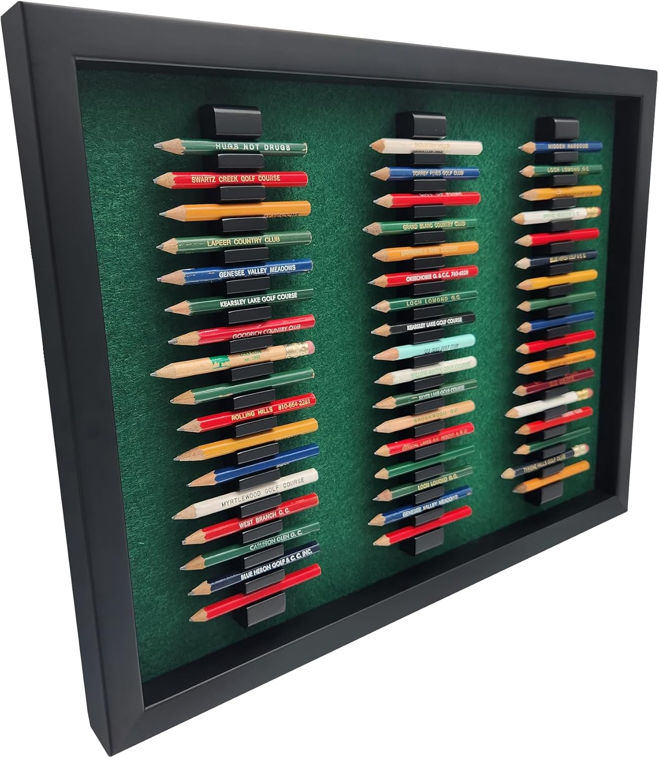 18hills Premium Wood Golf Pencil Case Holder Display - Holds 51 Pencils - Perfect Golf Gift