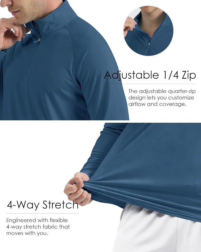 Boladeci Men's UPF 50+ Sun Shirts 1/4 Zip Long Sleeve SPF UV Protection - Image 6