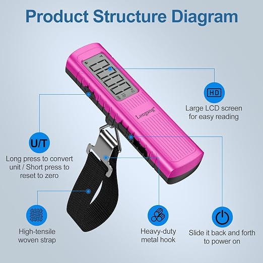Battery-Free Digital Luggage Scale, 110lbs/50kg Portable Handheld Hanging Scale - Image 5