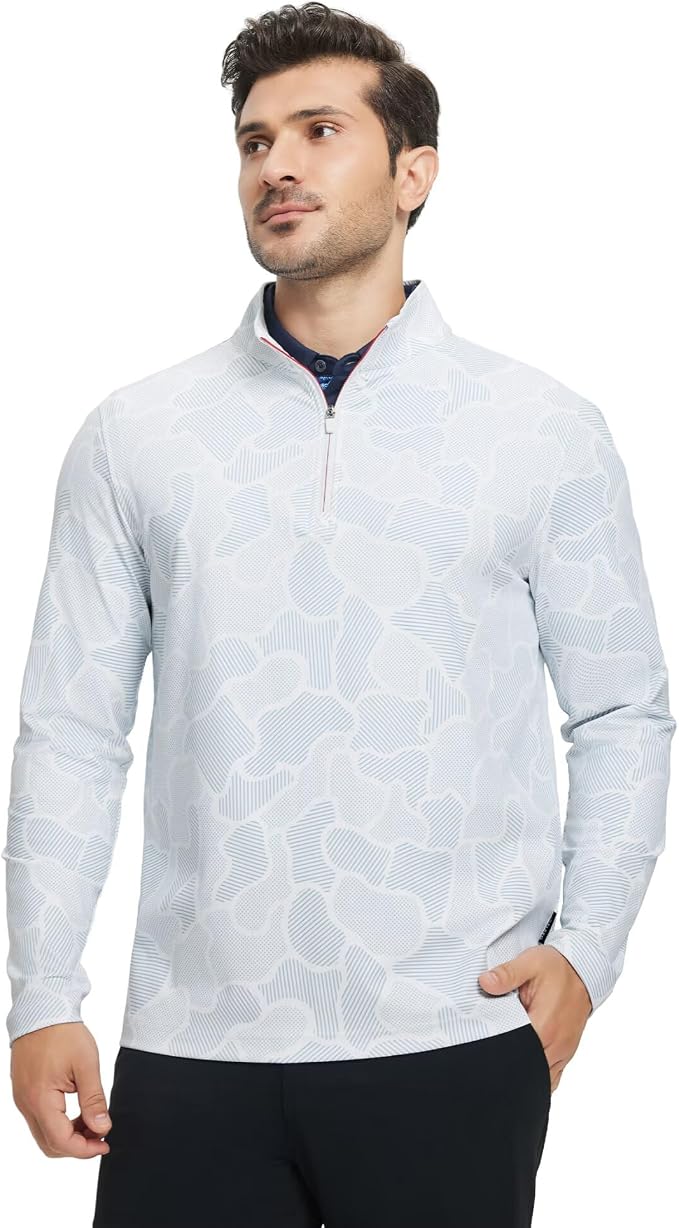 M MAELREG Quarter Zip Golf Pullover Men Dry Fit Long Sleeve Performance Wicking - Image 2