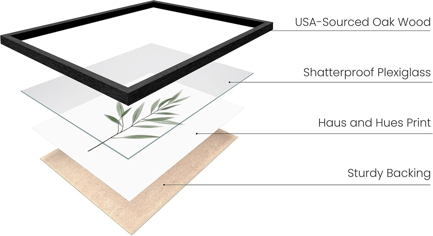 HAUS AND HUES Framed Botanical Wall Art - Plant Wall Decor, Tropical Green Leaves Pictures, Plant Pictures, Leaves Print (11x14, Black Framed)