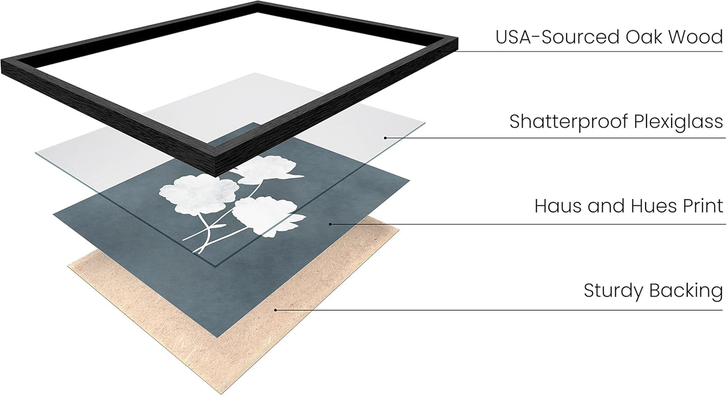 HAUS AND HUES Floral Wall Art - Set of 4 Plant Posters for Wall Vintage Botanical Prints, Flower Pictures for Room Aesthetic, Vintage Art Prints Flower Wall Art (Black Frame, 8x10)