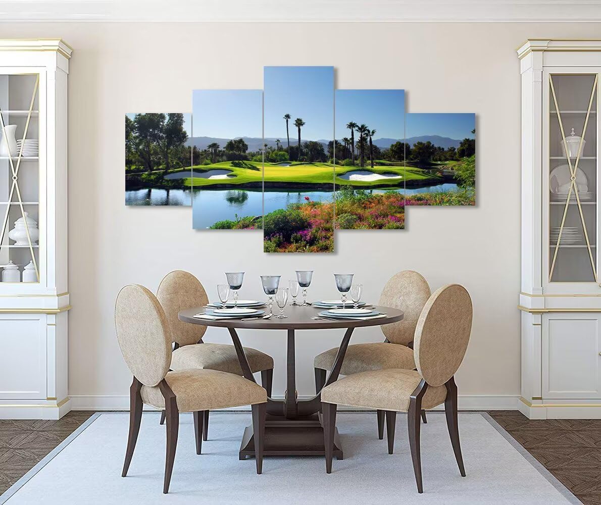 Indian Wells Golf Course Wall Art for Living Room Bedroom Bathroom Home Decorations Golf Course Pictures Posters Canvas Prints Modern Framed Artwork Ready to Hang(60''W x 40''H)