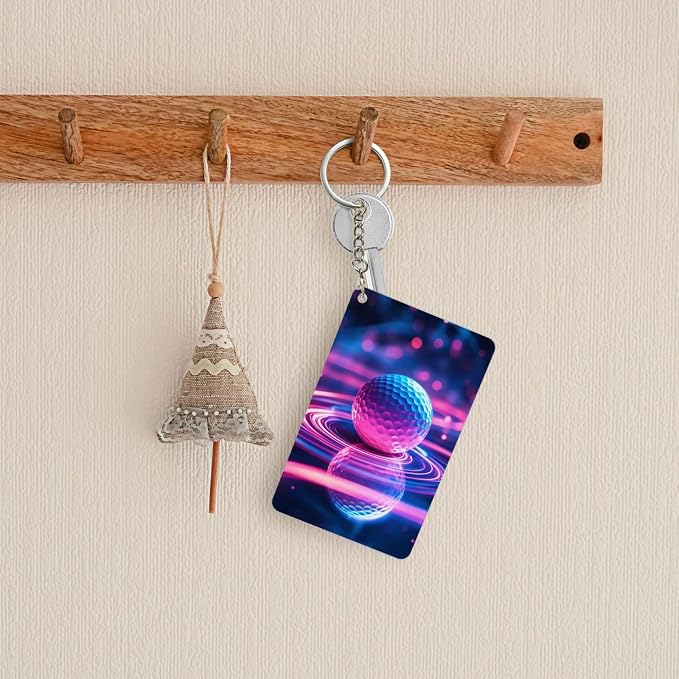 Astronaut Playing Golf Keychains Rectangular Acrylic Keychain Daily Key Ring - Image 6