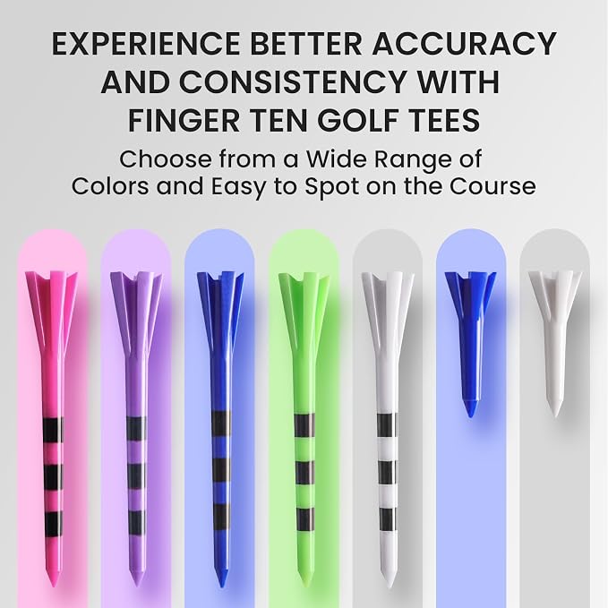 FINGER TEN Unbreakable Golf Tees Plastic 80 3 1/4" or 2 3/4" Driver Tees - Image 5
