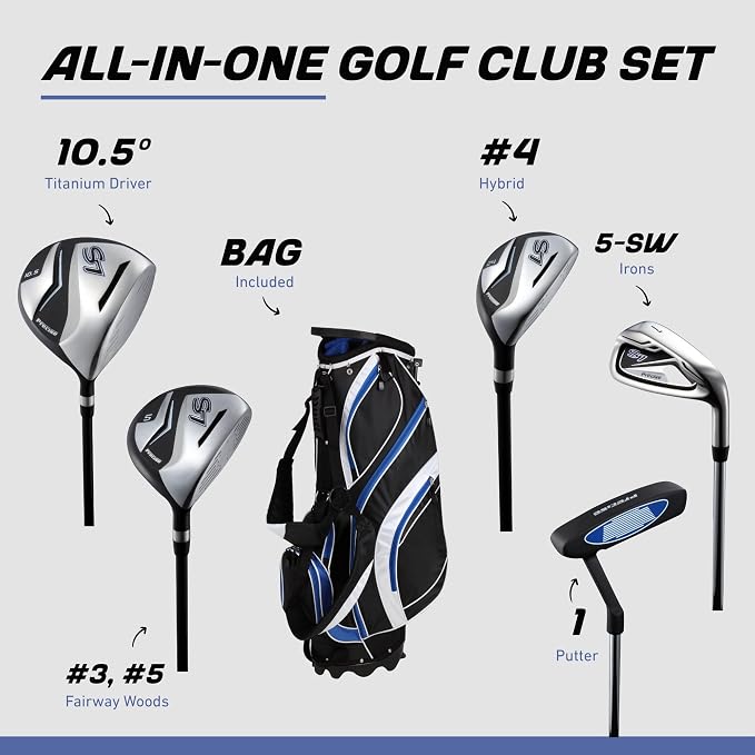Precise S7 Men’s 18-Piece Golf Set – Titanium Driver, 5-SW Irons, Stand Bag - Image 2