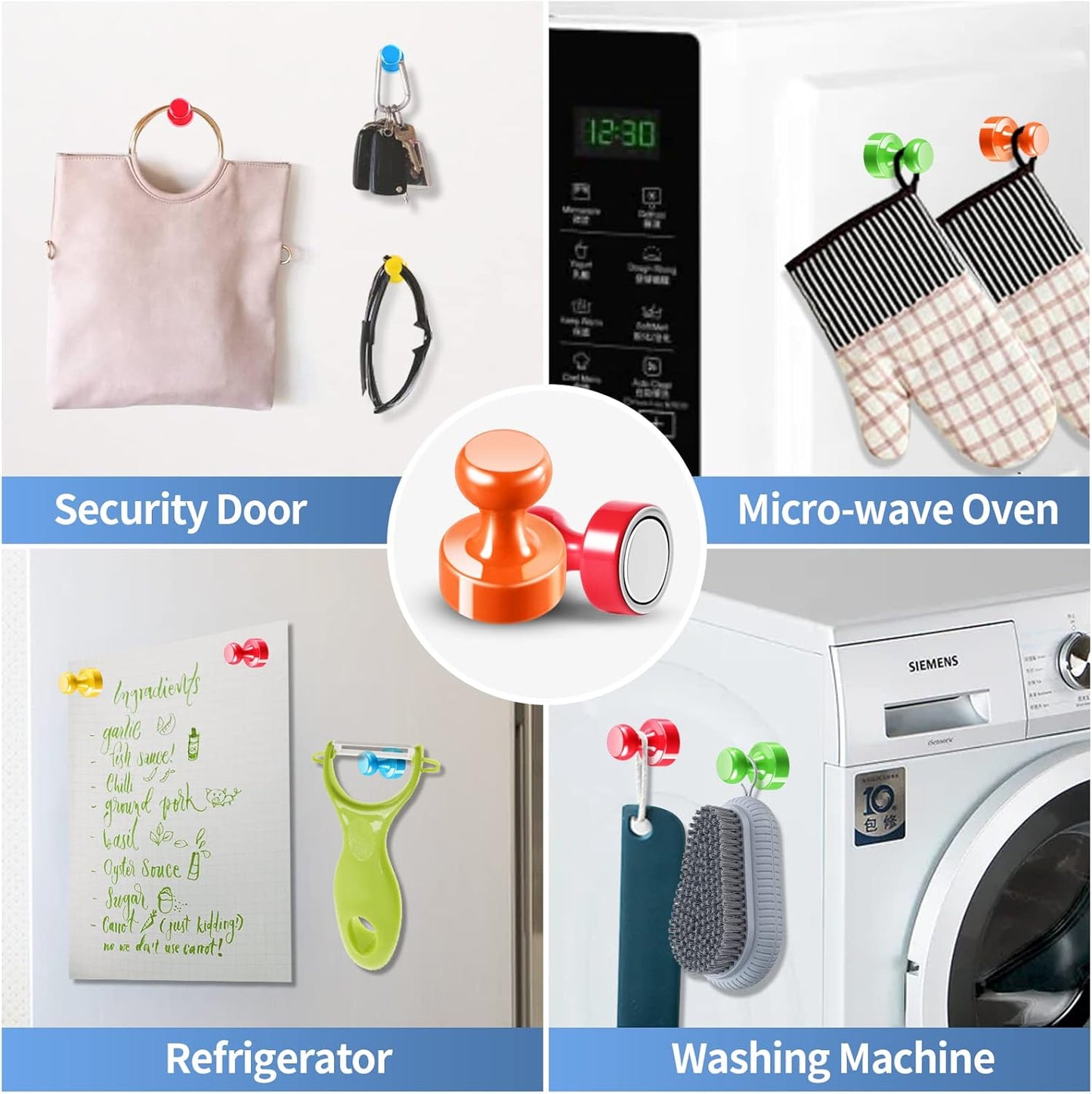 24Pack Colorful Push Pin Magnets 6 Assorted Color Office Magnet for Whiteboard Small Magnetic Push Pins Strong Magnets Fridge Perfect for Refrigerator White Board Map School Classroom Teacher