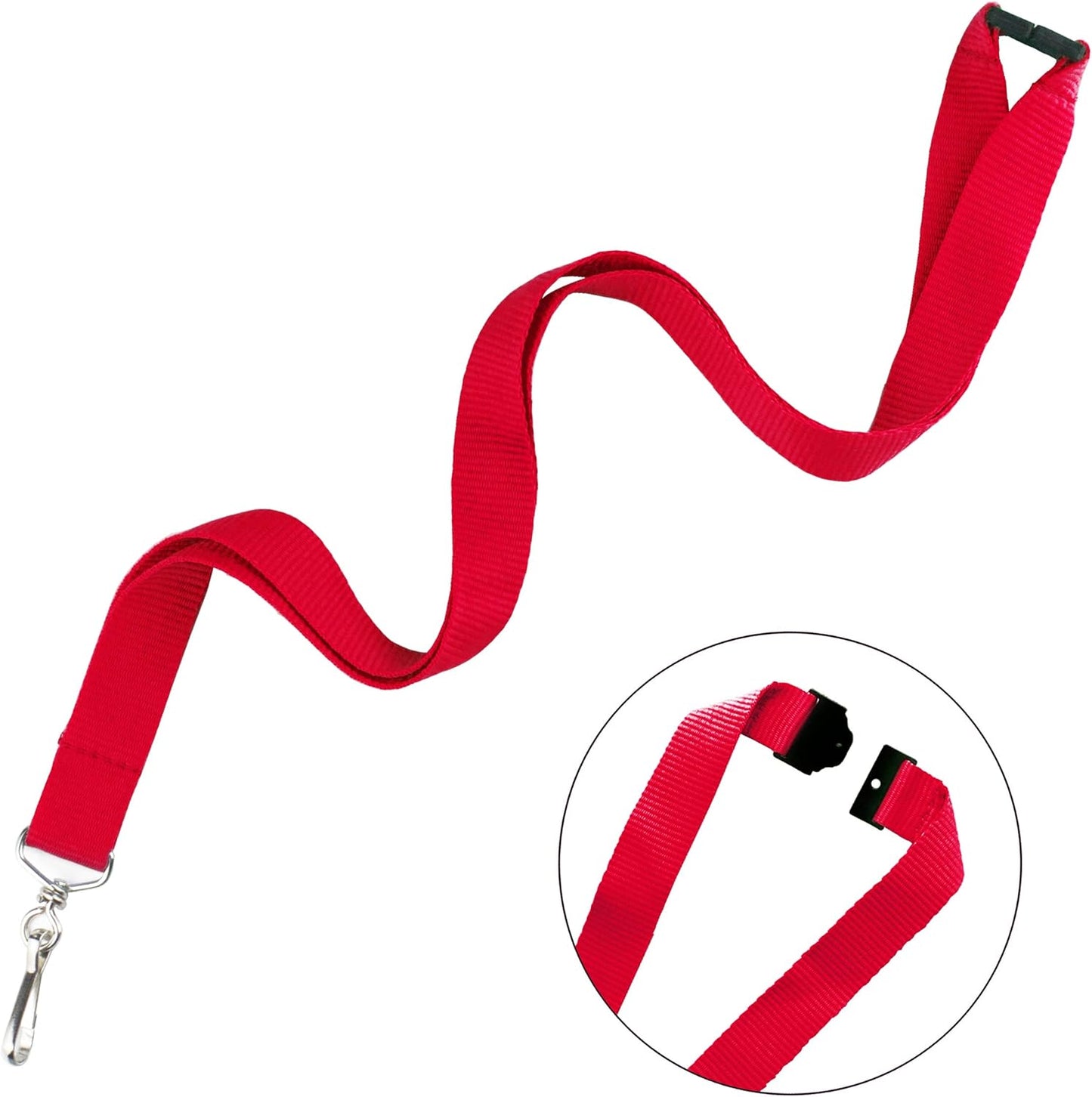 12 Pack Breakaway Lanyards, Durable Neck Straps for Schools, Office, Cruise, Red